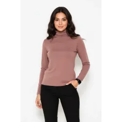 Світло-коричневий однотонний утеплений гольф на флісі