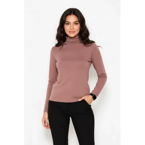 Світло-коричневий однотонний утеплений гольф на флісі