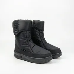 Жіночі зимові дутики чорні на блискавці (з декоративним відворотом/стразами) р. 37-41