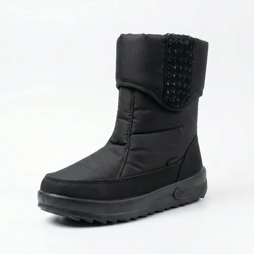 Жіночі зимові дутики з декором (Чорні)