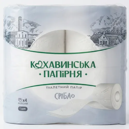Туалетний папір Кохавинська папірня Срібло 3 шари (4 шт)