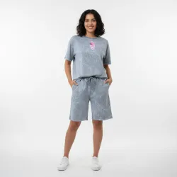 Жіночий сірий костюм (футболка + шорти) 