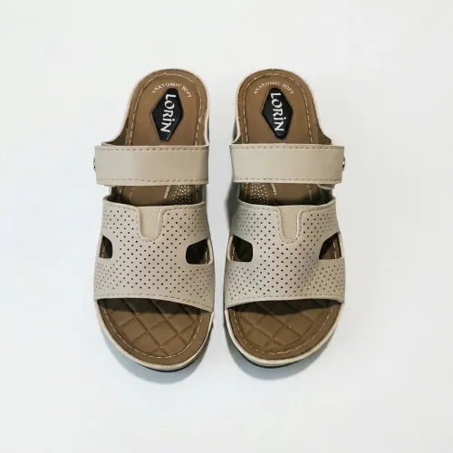 Жіночі анатомічні шльопанці LORIN бежеві з перфорацією (р. 37-42)