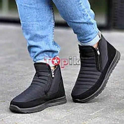 Чоловічі зимові черевики Dago на липучці хутро чорні