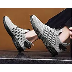 Мужские мокасины сетка SV серые текстильные летние