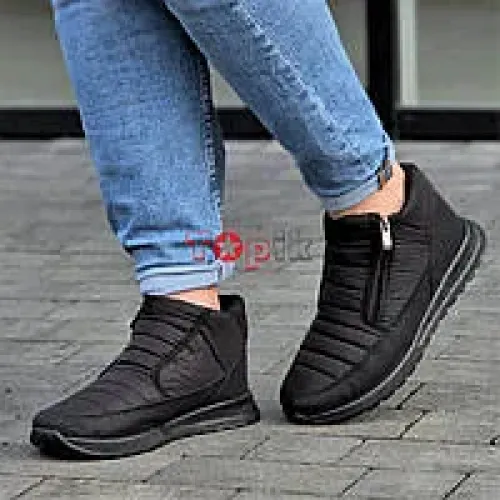 Чоловічі зимові низькі дутики Progress (чорні) на блискавці р. 41-45