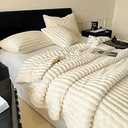 Плед Шарпей м'яка полоска Євро Розміру 200-220см колір Світло-сірий