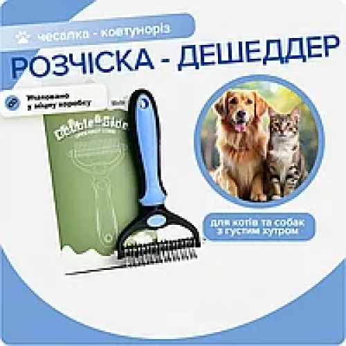 Рукавичка для вичісування шерсті котів і собак, чесалка для розчісування, пуходерка, дешеддер щітка, грумінг гребінець для тварин