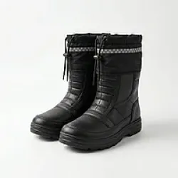 Чоловічі зимові чоботи дутики калоша KROK чорні світловідбивна стрічка