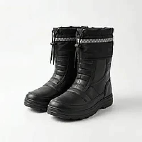 Чоловічі зимові чоботи дутики калоша KROK чорні світловідбивна стрічка