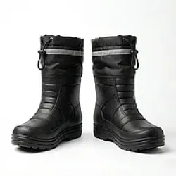 Чоловічі зимові чоботи дутики ЕВА утеплені чорні зі світловідбивачем