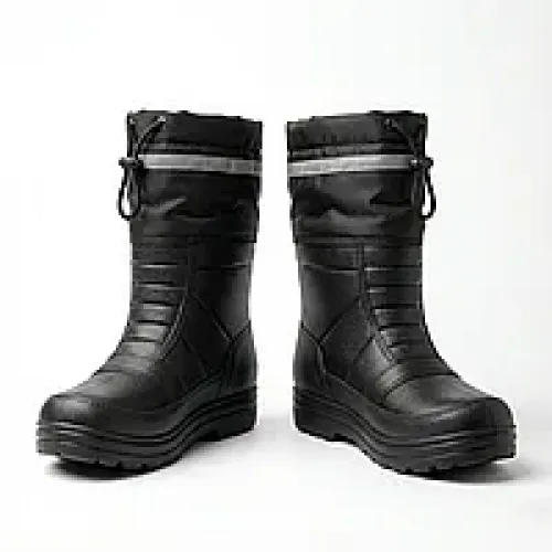 Чоловічі зимові чоботи дутики ЕВА утеплені чорні зі світловідбивачем