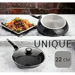 Сковорода UNIQUE UN-5144 22 см із кришкою/граніт темний