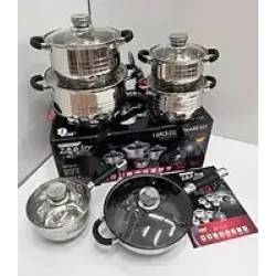 Набір казанів Zepline ZP-115 із нержавіючої сталі на 12 предметів із силіконовими ручками