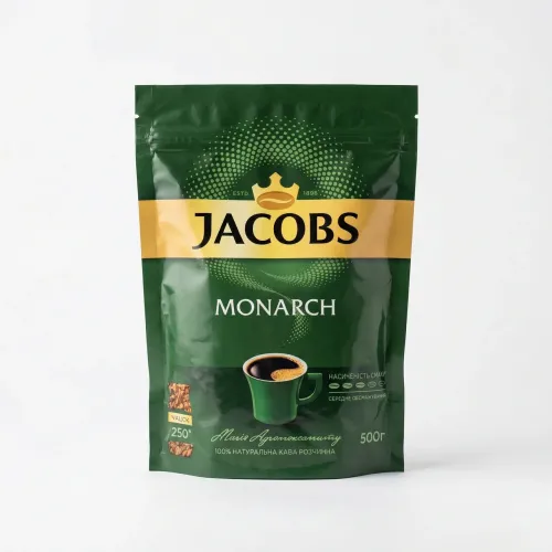 Кава розчинна Jacobs Monarch 500 г (м'яка упаковка) | Економ-пакет, 250 чашок, Оригінал