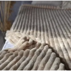 Плед Шарпей м'яка полоска Євро Розміру 200-220см колір Пісочний