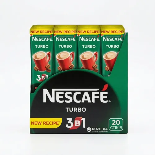 Кава 3в1 Nescafé Turbo 20 шт (упаковка) | Енергія та драйв, Оновлена рецептура, Зелений стік