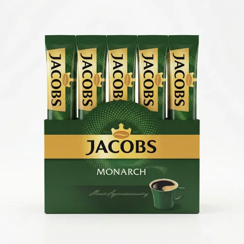 Кава розчинна Jacobs Monarch у стіках (блок) | Порційна чорна кава, Оновлений дизайн, 2 г