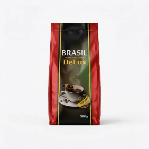 Кава розчинна Brasil DeLux 500 г | Сублімована кава, Преміум якість, М'яка упаковка