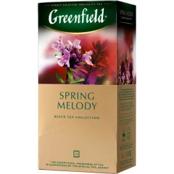 Чай чорний з чебрецем і ароматом персика в пакетиках Greenfield Spring Melody 25 шт х 1,5 м