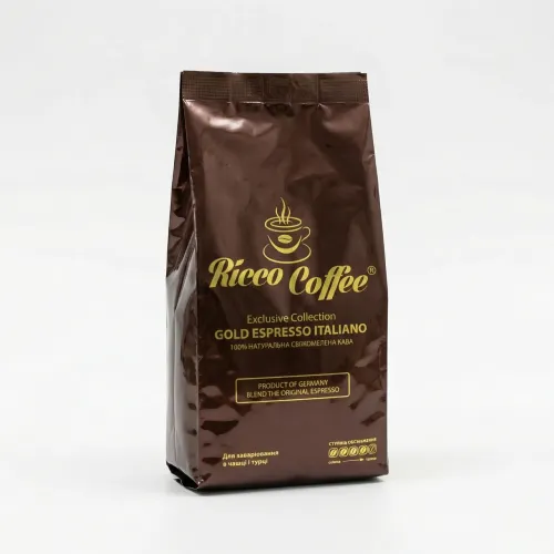Зерновий кави Ricco Coffee Gold Espresso Italiano 250 гр + ложка в подарунок