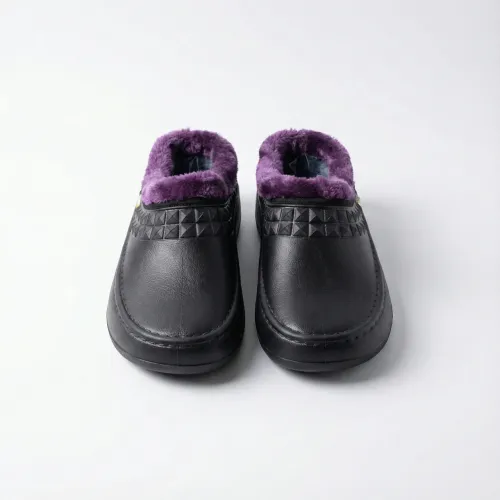 Галоші сабо жіночі зимові з піни ЕВА. Чорні утеплені капці з фіолетовим хутром. Розміри 37-41 39