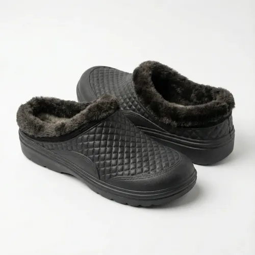 Калоші чоловічі зимові пінкові чорні стьобані, Утеплені садові сабо 