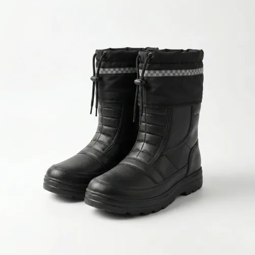 Чоботи чоловічі зимові піна ЕВА на хутрі. Чорні гумові чоботи з манжетом-затяжкою. Розміри 41-45