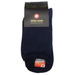 Чоловічі шкарпетки термо без гумки з махрою Корона A1109 41-47 сині