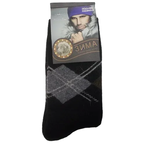 Чоловічі шкарпетки ангора з махрою Корона 1520 41-47 чорні