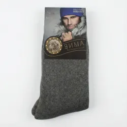 Чоловічі зимові шкарпетки ангора з махрою Корона. Теплі світло-сірі носки 41-47