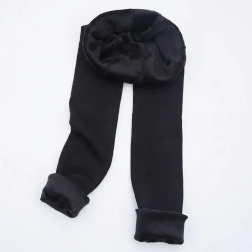 Легінси жіночі на хутрі двошарові, теплі зимові лосини великих розмірів (52, 54, 56, 58), чорні