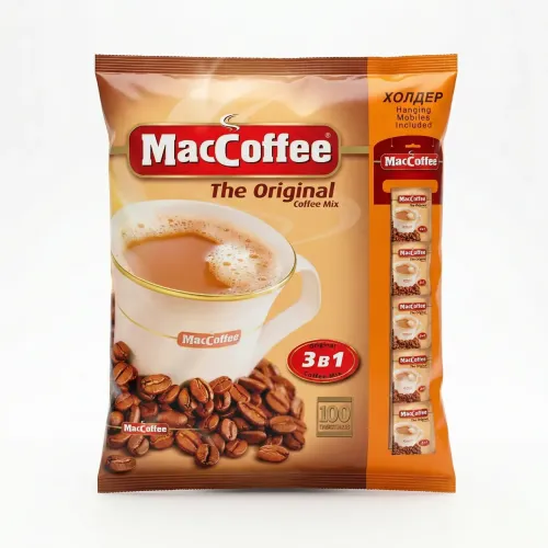 Кава 3в1 MacCoffee The Original 100 шт (пакет) | Кавовий напій у стіках + Холдер, Опт