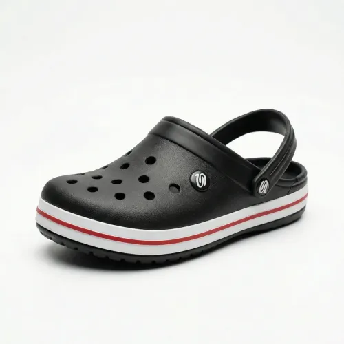 Сабо крокси (пінка) чорні з червоною смугою | Чоловічі, Пляжні, Спортивний стиль, Розміри 41-45