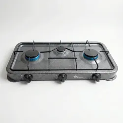 Газова плита настільна Domotec MS-6603 на 3 конфорки (Сіра/Металік), таганок під балон