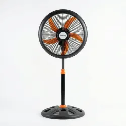 Вентилятор підлоговий Rainberg 5 лопатей (Чорний/Помаранчевий), потужний, 3 швидкості, регульований