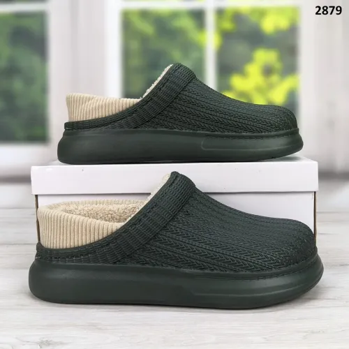 Калоші без задника сабо на хутрі жіночі Dago Style хакі