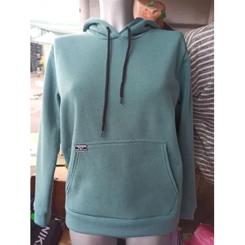 Жіноче худі з капюшоном та начосом, колір Бірюза, тепла толстовка кенгуру, розмір 48-52