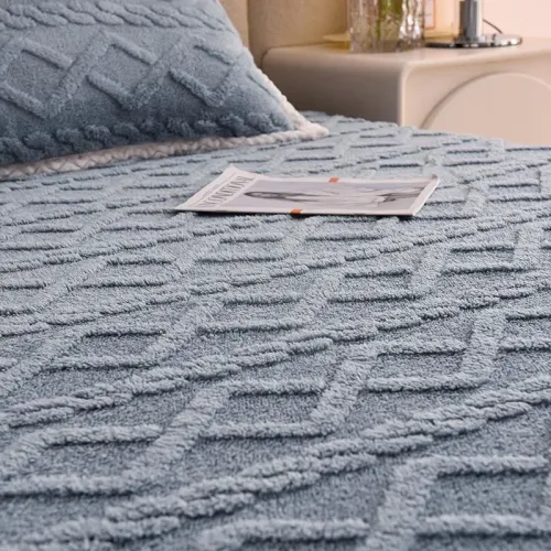 Плед Шарпей м'яка смужка Євро Розміру 200-220 см колір Світло-сірий