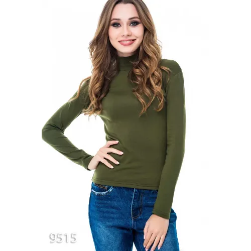 Сіро-зелений утеплений повсякденний трикотажний гольф на флісі