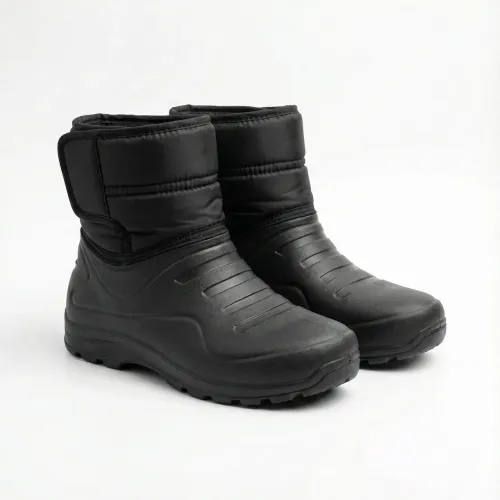 Чоловічі зимові чоботи дутики на липучці. Чорні сноубутси з калошею ЕВА 41-46