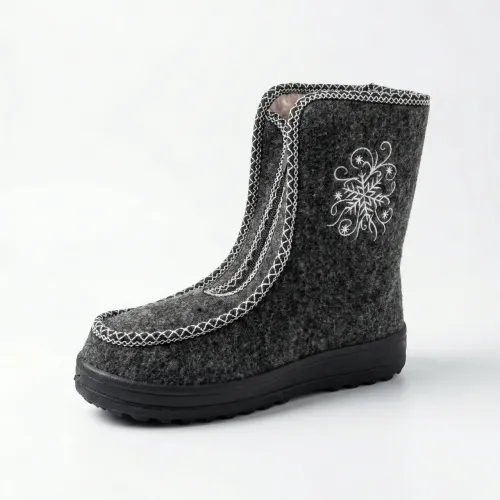 Жіночі зимові бурки-валянки з вишивкою 37-41 р, теплі суконні чоботи на змійці, сірі