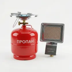 Газовий обігрівач Nurgaz 309 + Балон 8л + Пальник (Повний комплект для опалення та кухні)