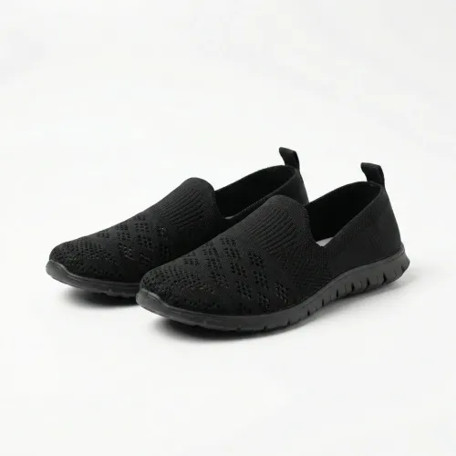 Жіночі текстильні мокасини-сліпони чорні (сітка) | Легкі, Дихаючі, Розміри 37-41