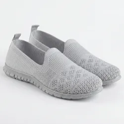 Жіночі текстильні мокасини-сліпони сірі (сітка) | Літні, Дихаючі, Розміри 37-41