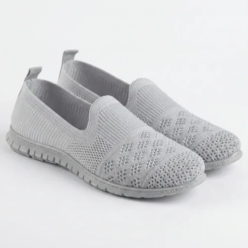 Жіночі текстильні мокасини-сліпони сірі (сітка) | Літні, Дихаючі, Розміри 37-41