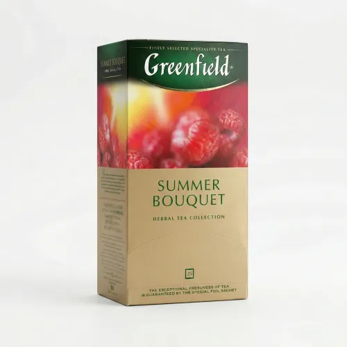 Чай трав'яний Greenfield Summer Bouquet 25 пакетиків | Малиновий, Каркаде, Фруктовий, Без кофеїну