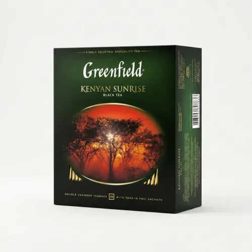 Чай чорний Greenfield Kenyan Sunrise 100 пакетиків | Кенійський, Міцний, В саше, Оригінал