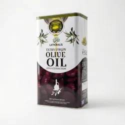 Оливкова олія Latrovalis Extra Virgin 5 л (Греція), холодний віджим, з оливок Криту, металева каністра