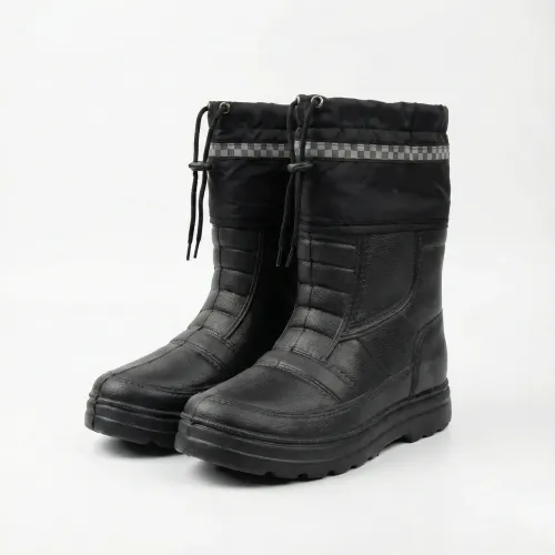 Чоботи чоловічі зимові піна ЕВА на хутрі. Чорні гумові чоботи з манжетом-затяжкою. Розміри 41-45